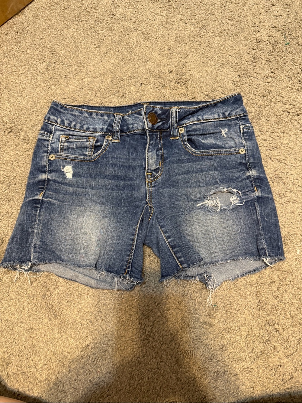 American Eagle Outfitters Medium Blue Distressed Denim Shorts